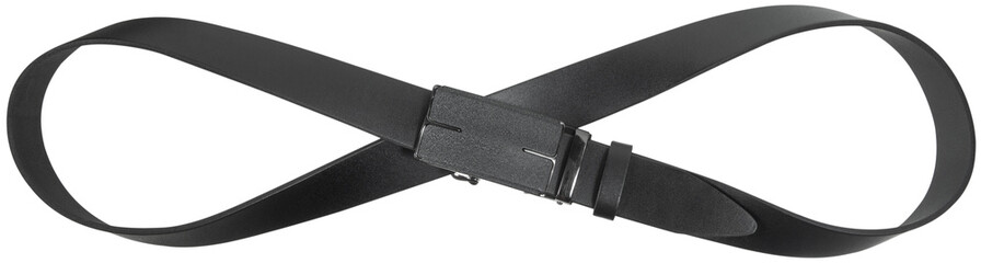 Infinity sign shaped belt isolated on white background. Mens closing accessory 