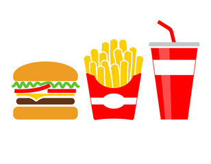 simple classic burger fries and drink icon