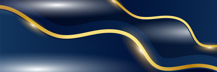 Blue and gold abstract banner background