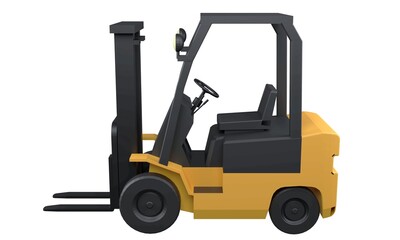 Forklift isolated on white background , 3D rendering