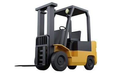 Forklift isolated on white background , 3D rendering