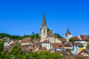 Stadt Baden, katholische Kirche, Stadtturm, Wehrturm, Altstadt, Schlossberg, Ruine,...