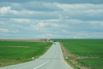 the right road had no road traffic. photo during the day.