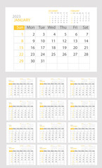 Calendar for 2023. Flip page for each month