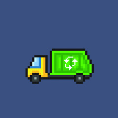 garbage truck in pixel art style