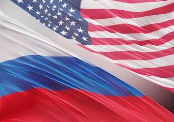 United States Flag with Abstract Russia Flag Illustration 3D Rendering (3D Artwork)