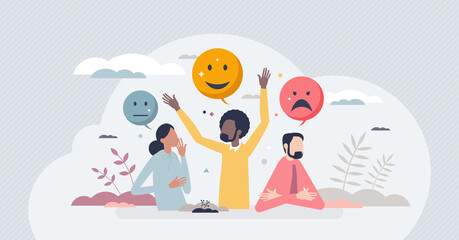 Sentiment analysis with various customer feedback emotions tint person concept. Different opinions from good and neutral to bad vector illustration. User review research using AI tech detection tools.