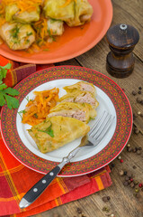 Sliced stuffed cabbage roll