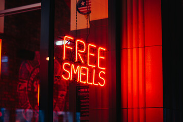 Free smells sign neon lights 