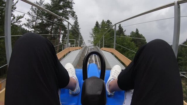Pov riding forest roller coaster