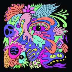 Colorful Abstract Doodle for Background Banner poster tshirt design etc