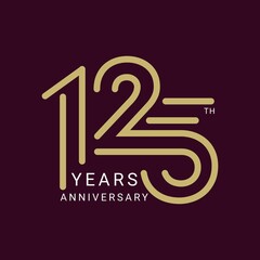 125 Year Anniversary Logo, Color, Vector Template Design element for birthday, invitation, wedding, jubilee and greeting card illustration.