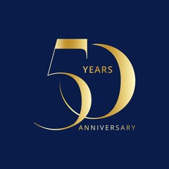 50 Year Anniversary Logo, Vector Template Design element for birthday, invitation, wedding, jubilee and greeting card illustration. - obrazy, fototapety, plakaty