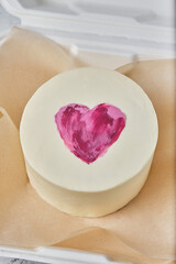 Small bento cake as a gift for the holiday. Korean style cakes in a box for one person.