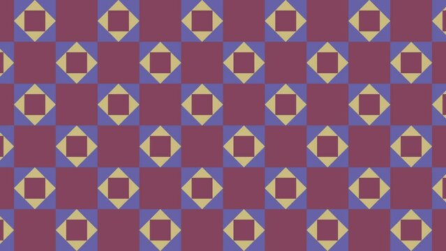 Modern animated pattern with geometric tiles. Abstract dynamic very peri violet elements in geometric pattern. Trendy seamless loop motion graphic background in a flat design