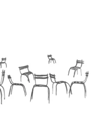 Rolgordijnen watercolor painting. Parisian park chairs. illustration.  © Anna Ismagilova