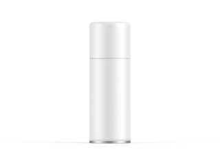 Blank aerosol spray can mockup, antiperspirant aerosol can for branding on isolated white background, 3d render illustration.