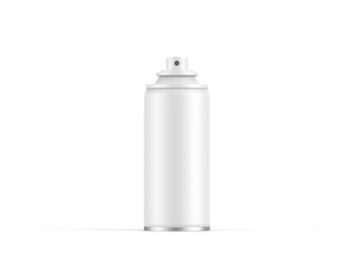 Blank aerosol spray can mockup, antiperspirant aerosol can for branding on isolated white background, 3d render illustration.