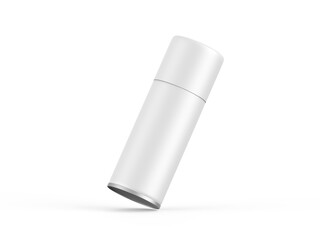 Blank aerosol spray can mockup, antiperspirant aerosol can for branding on isolated white background, 3d render illustration.