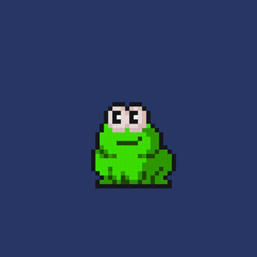 cute frog in pixel art style