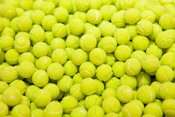 Candy sweets jelly. Close up view of delicious sweet candies in form of tennis balls. Fruit jelly in shop window. Sweets for Easter, Halloween. Unhealthy or organic food. Selective focus. Top view 