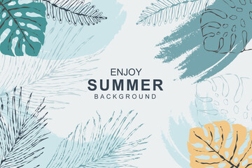 Beautiful hand drawn tropical summer background