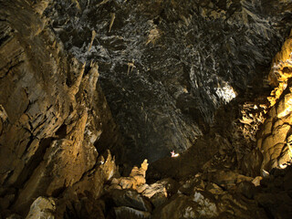 Vallorbe, Switzerland - May 2022 : Visit the beautiful caves of Vallorbe in Switzerland