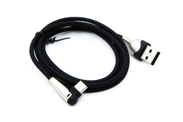USB cable angled isolated on white background.