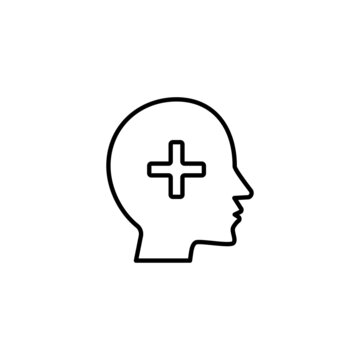 cross inside human head block style icon design, Mental health mind science intelligence idea medical and education theme Vector illustration eps 10