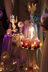 christmas table setting with candles