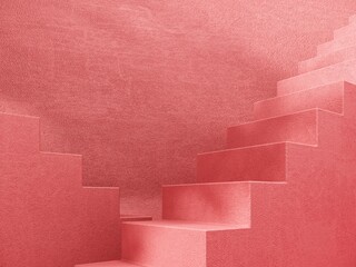 Staircase with steps - podium, stand, showcase on pastel background with shadow for premium product  -3D render. Studio with geometric objects for advertising and presentations  cosmetics products.