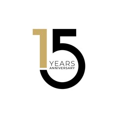 15 Years Anniversary Logo, Vector Template Design element for birthday, invitation, wedding, jubilee and greeting card illustration. - obrazy, fototapety, plakaty