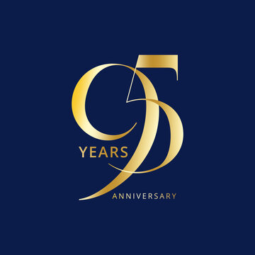 95 Year Anniversary Logo, Golden Color, Vector Template Design element for birthday, invitation, wedding, jubilee and greeting card illustration.