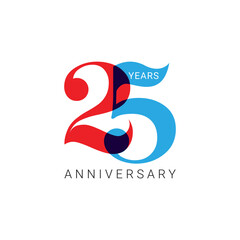 Obraz premium 25th Year Anniversary Logo, Color, Vector Template Design element for birthday, invitation, wedding, jubilee and greeting card illustration.