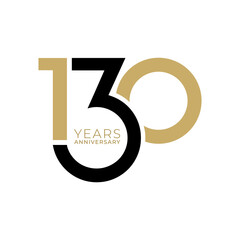 130 Years Anniversary Logo, Golden Color, Vector Template Design element for birthday, invitation, wedding, jubilee and greeting card illustration. - obrazy, fototapety, plakaty