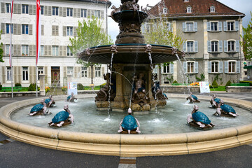 Le Grande Fontaine, Avenue Léopold-Robert - main Avenue of La Chaux-de-Fonds city, Neuchâtel,...