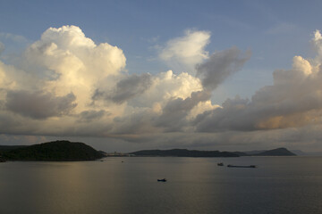 Cumulus cloud sky and sea scenery.