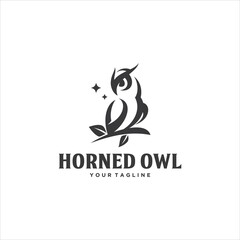 Owl Horned Logo Design Vector Image