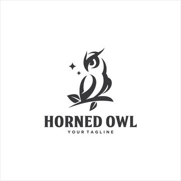 Owl Horned Logo Design Vector Image