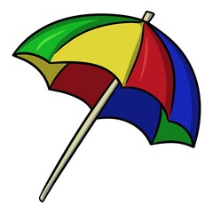 Large beach umbrella from the sun, multicolored umbrella from the rain, vector illustration, design element