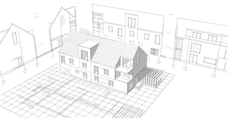 Fototapeta na wymiar sketch of house plan