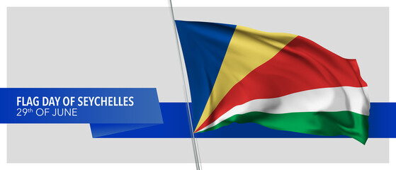 Seychelles flag day vector banner, greeting card
