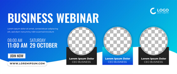 Obraz premium Webinar horizontal banner design template. Usable for banner, cover, and header
