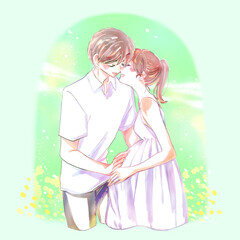 幸せな妊婦とパートナー