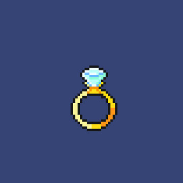 gold ring with diamond in pixel art style
