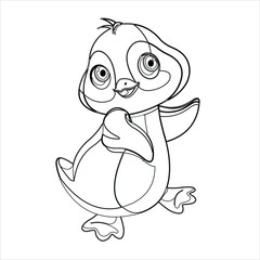 cute penguin cartoon coloring pages for kids , Penguin line Art 
