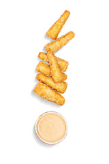 french fries on a white background
