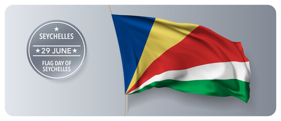 Seychelles flag day vector banner, greeting card