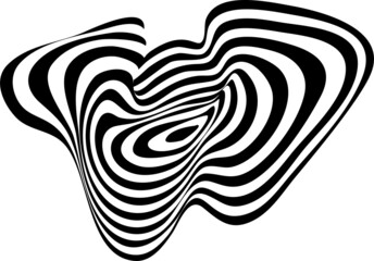 Abstract black and white stripe shape. Liquify Wave form.