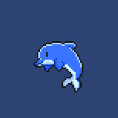 a dolphin in pixel art style © Pixeleart